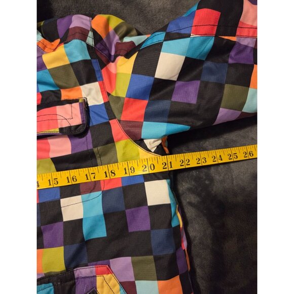 VTG Y2K ONeill Womens colorblock Checkered Ski Jacket Coat L Patchwork snowboard - Picture 6 of 10